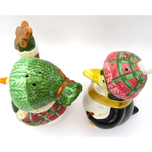 BICO Snowman & Penguin Salt & Pepper Shaker Set Ceramic Christmas Kitchen Decor - Picture 6 of 10